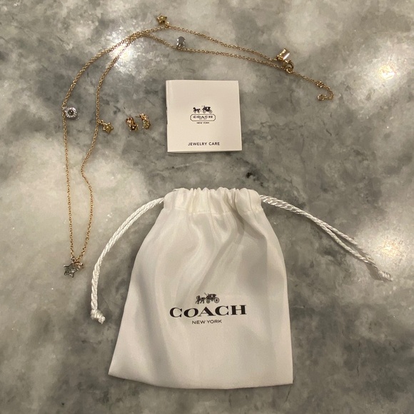 NWOT Coach Charm Necklace and Earrings Set - Picture 1 of 12